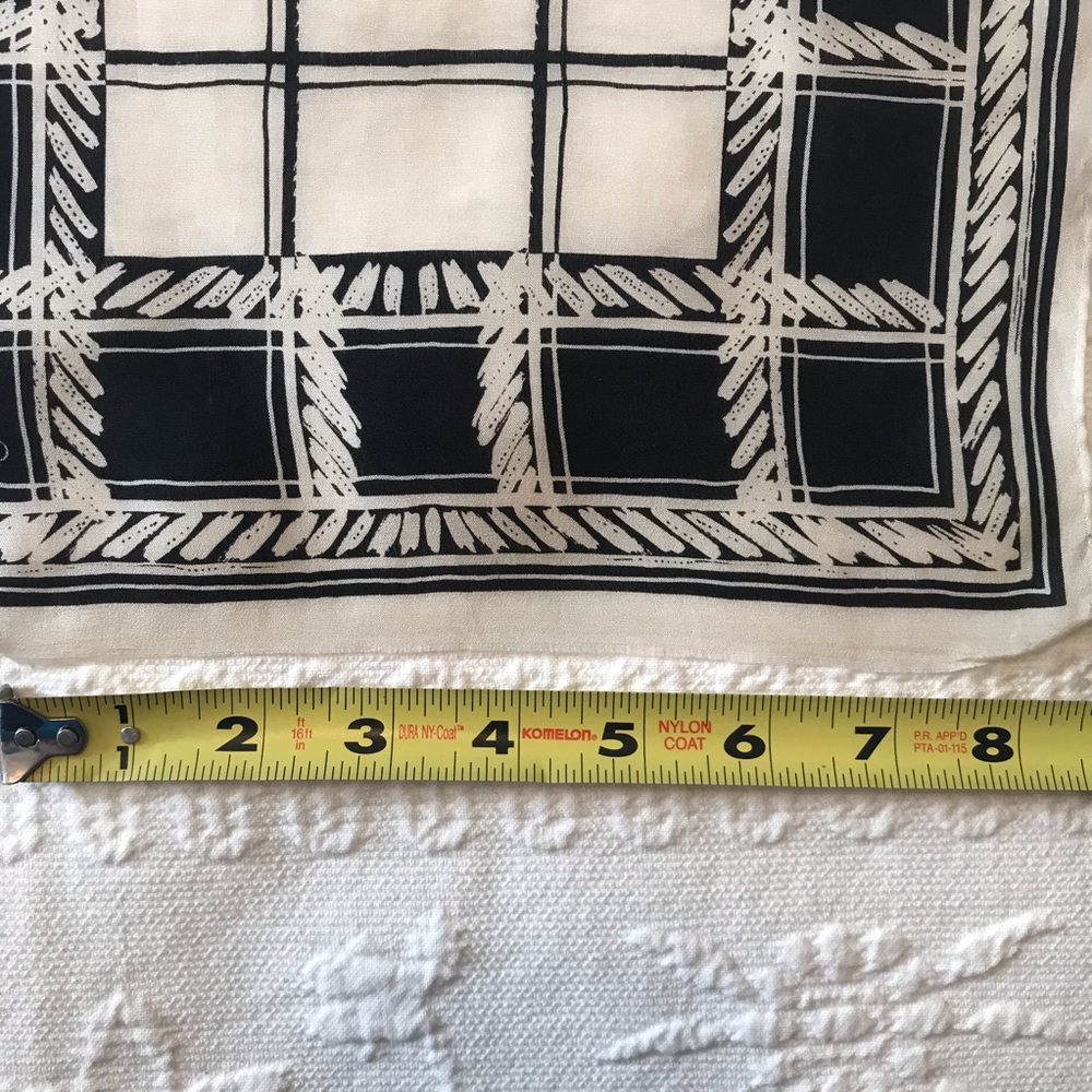 Vera Silk Black & Cream Print 52” x 10.5” Scarf - Picture 6 of 6